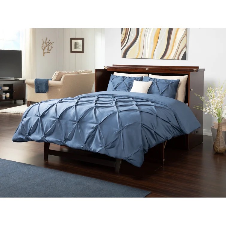 white Kimsey Solid Wood Modern Storage Murphy Bed Chest  queen size 