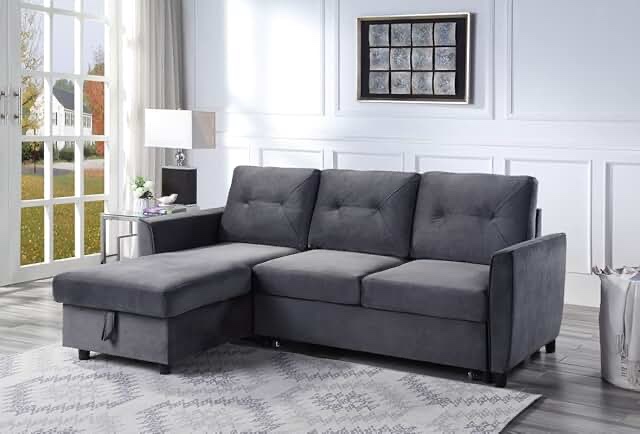 Shawnett upholstered sectional reversible L/R chaise with storage    incomplete box 2 of 3 