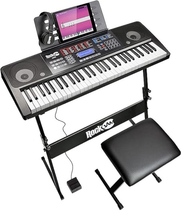 RockJam 61 Key Touch Display Keyboard Piano Kit with Digital Piano