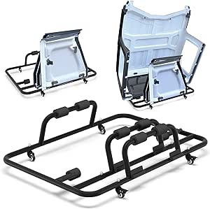 LONGSUN Hardtop Storage Moveable for Jeep Top Storage with Sliding Brake Caster Premium Black Powder Coating Roof Rack Removal Lift Fit for Jeep Wrangler 2/4 Door TJ YJ JK JKU JL 1987-2023