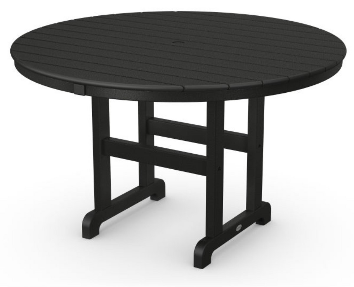 Polywood 48" Round Farmhouse Dining Table & 6 Lakeside Dining Chairs in Black( only top )