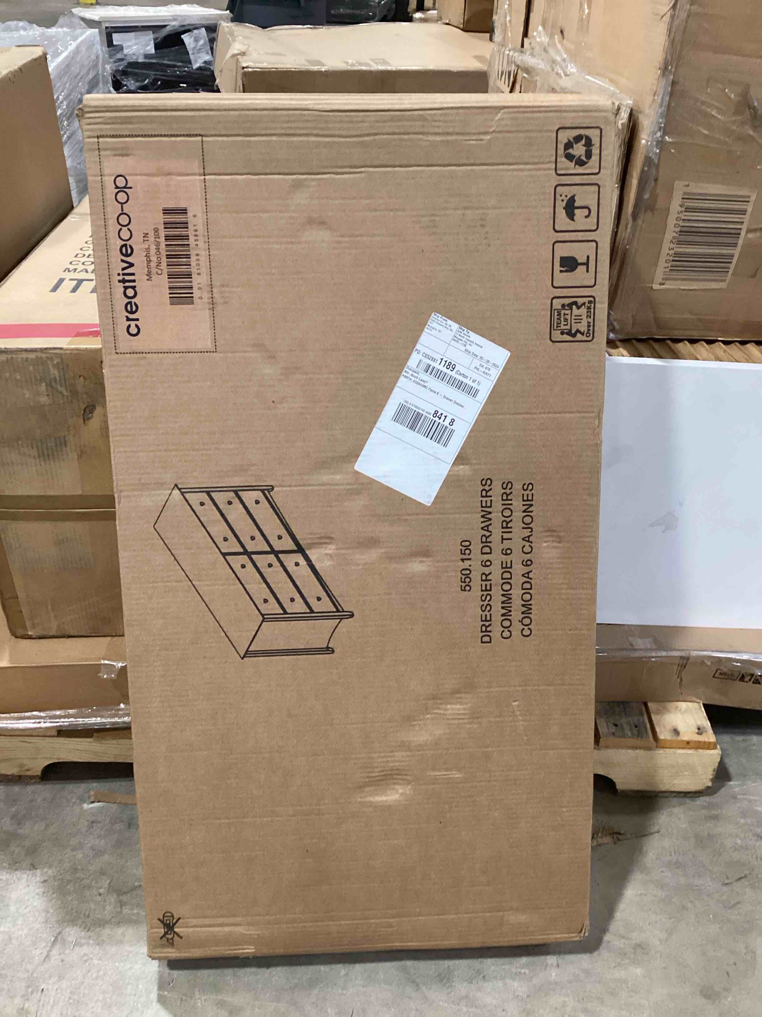 Creative Co-Op Shaker 6-Drawer Chest