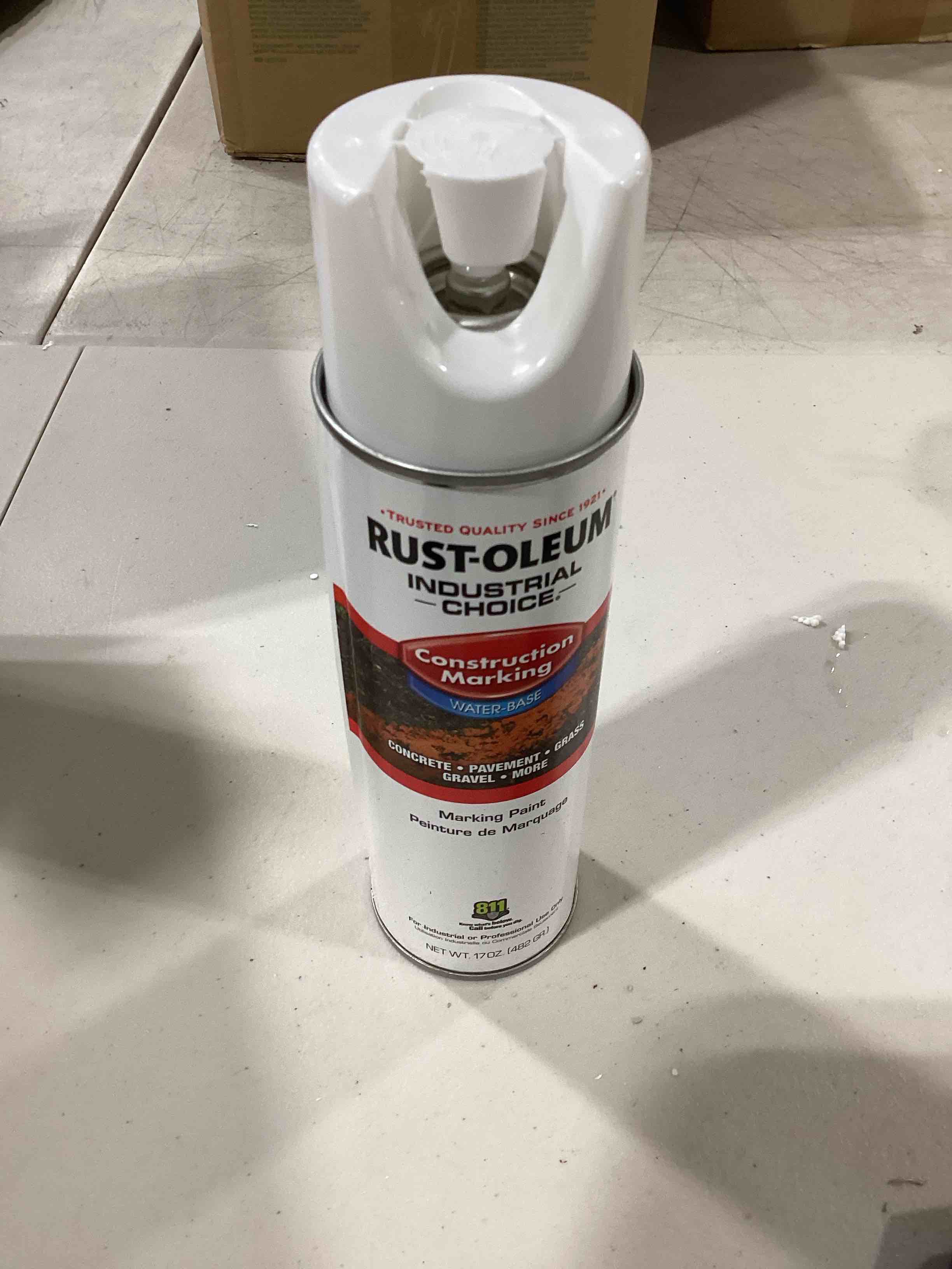Rust-Oleum 203039-12PK Industrial Choice Inverted Water-Based Marking Spray Paint, 17 Oz, White, 12 Pack