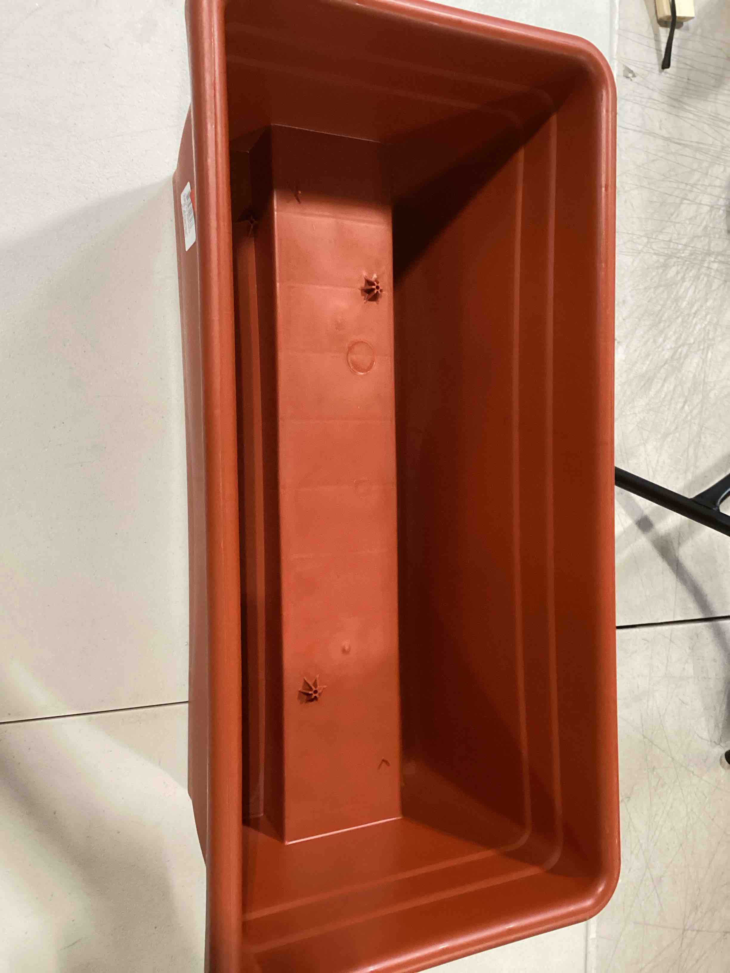 The HC Companies 24 Inch Deck Railing Planter Box - Decorative Lightweight Weatherproof Plastic Plant Pot for Outdoor Balcony, Porch, Garden, Fence, Clay