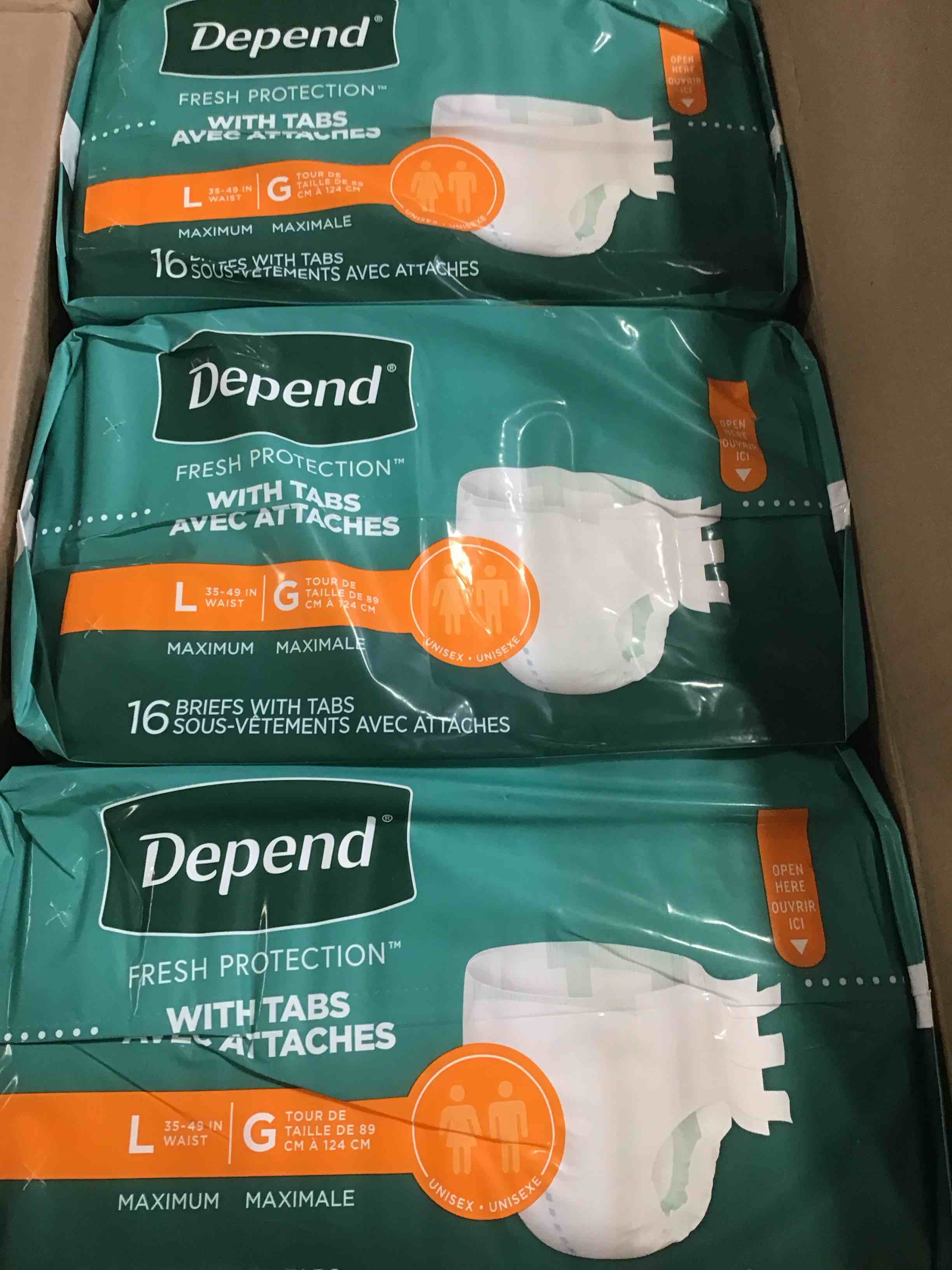 Depend briefs with tabs L-unisex
