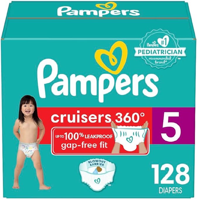 Diapers Size 5, 128 Count - Pampers Cruisers Disposable Baby Diapers, ONE MONTH SUPPLY (Packaging May Vary)