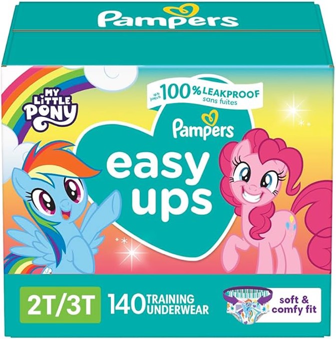 Pampers Easy Ups Girls & Boys Potty Training Pants - Size 3T-4T, One Month Supply (124 Count), My Little Pony Training Underwear