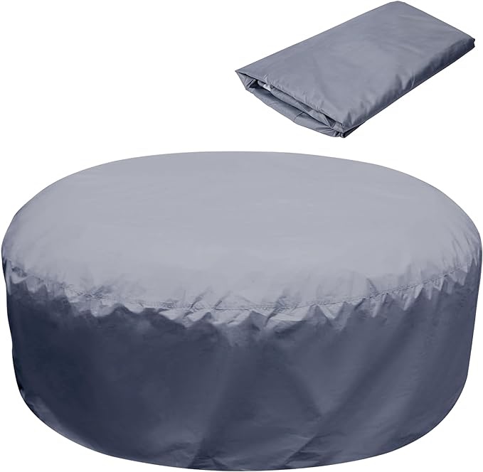 Adnee Round Hot Tub Full Cover Cap Protector - Full Coverage Hot Tub Covers Replacement - Waterproof Portable Overall Spa Safety Protector for Outdoor Hot Tubs?75×27.5inch?