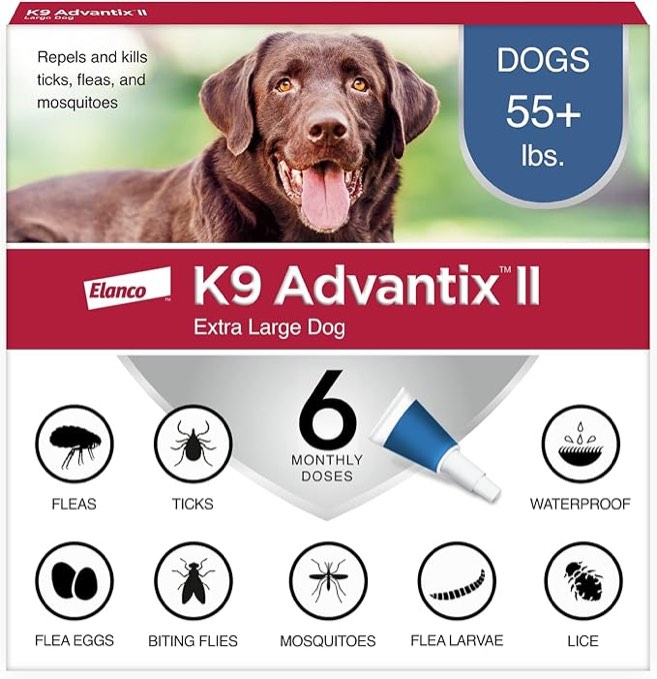K9 Advantix II XL Dog Vet-Recommended Flea, Tick & Mosquito Treatment & Prevention | Dogs Over 55 lbs. | 6-Mo Supply 6 Pack XL Dog only