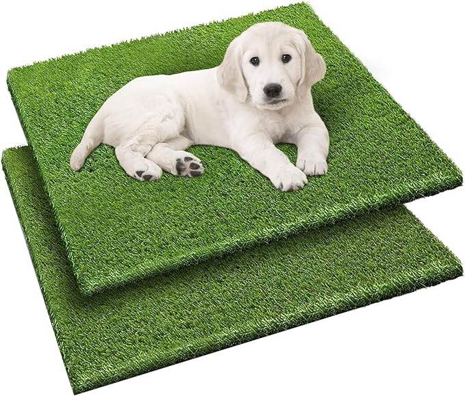 Artificial Dog Grass Pee Pad 18.75"x15" 2Pack, Washable Indoor Potty Training Replacement Turf for Puppy, Reusable Realistic Grass for Dogs