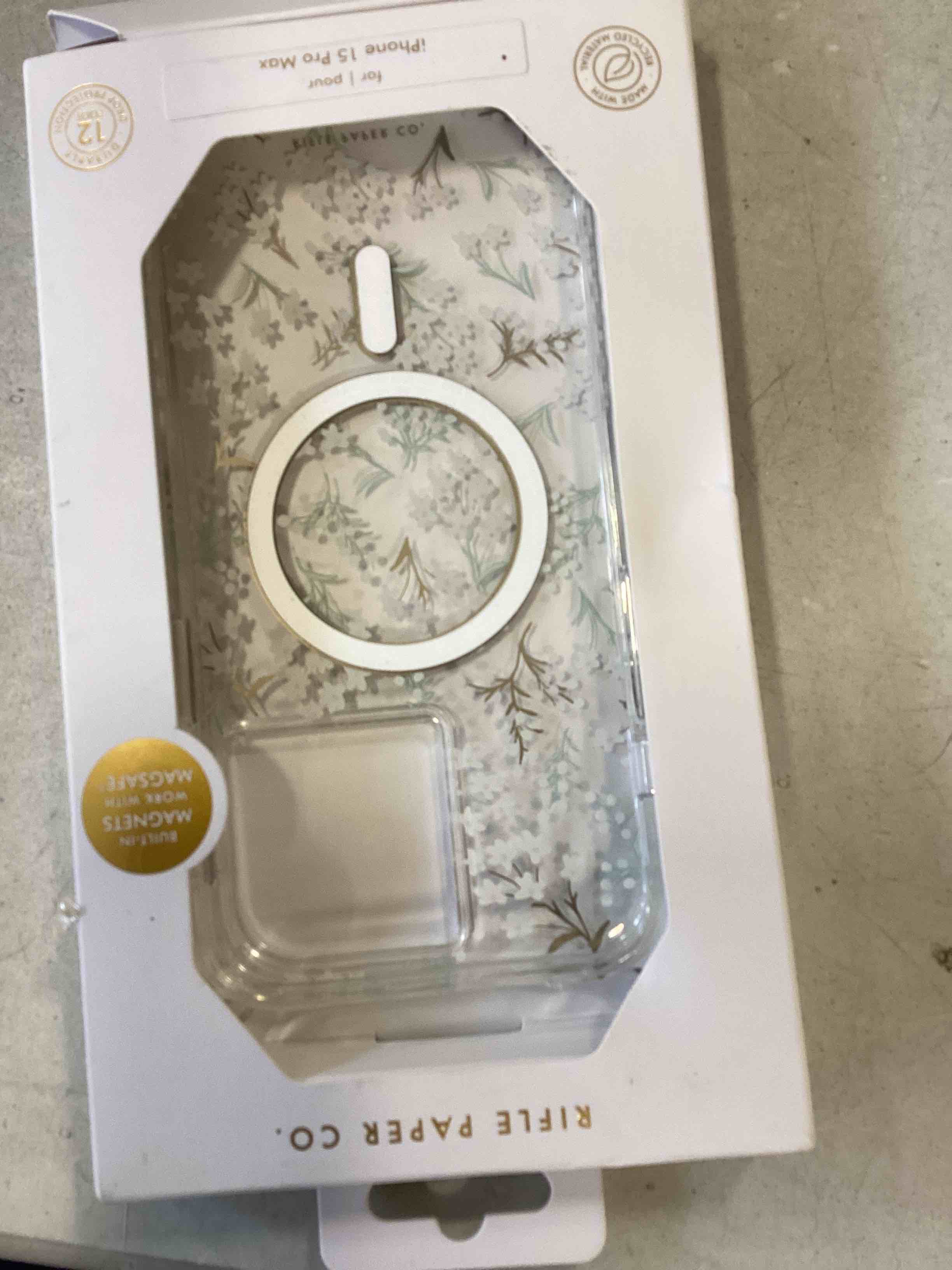 Rifle Paper Co. iPhone 15 Pro Max Case [Compatible with MagSafe] [12ft Drop Protection] Cute iPhone Case 6.7" with Floral Pattern, Anti-Scratch Tech, Shockproof Material, Slim Fit - Petite Fleurs