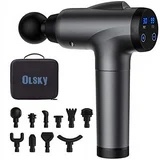 OLsky Massage Gun Deep Tissue, Handheld Electric Muscle Massager, High Intensity Percussion Massage Device for Pain Relief with 10 Attachments & 30 Speed(Black)