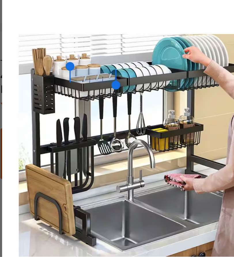 40.5 in. Black Stainless Steel Standing Wide Over Sink Dish Drying Rack