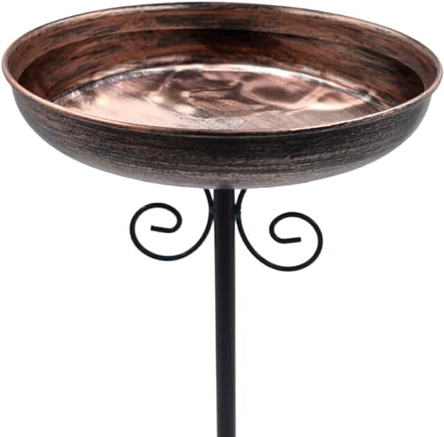 OUISJYER Metal Bird Baths for Outdoors, Birdbath & Birdfeeder with Metal Stake Garden Yard Lawn Decor 12inches
