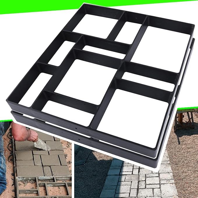 CJGQ 17.5"x15.5"x1.5" Walk Path Maker Reused Concrete Molds Pathmate Stone Molding Stepping Stone Paver Walk Way DIY Path Paving Garden Yard Patio Mold (10-Grid)