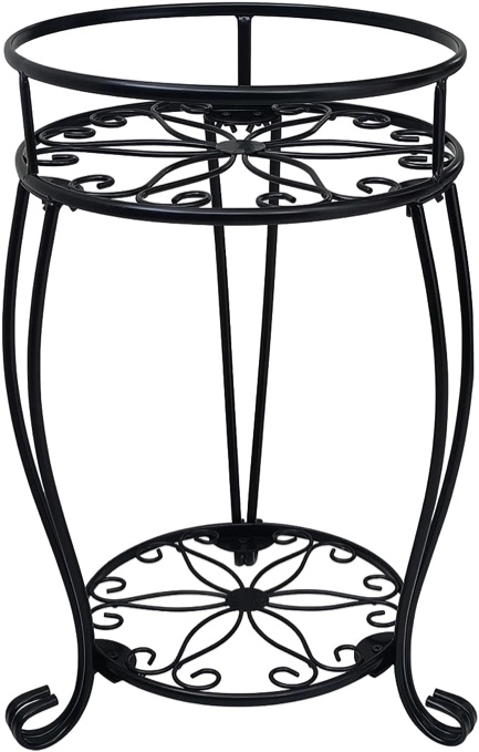 CASIMR 2-Pack Plant Stand, 2 Tier 19.2 inch Tall Metal Potted Holder Rack,Indoor Outdoor Multiple Flower Pot Shelf Rustproof Iron Garden Container for Garden Patio Living Room Corner Balcony, Black