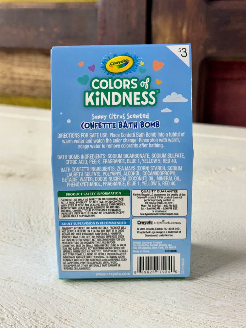 Crayola Color Of Kindness Sunny Citrus/Tutt Fruiti/Birthday Cake Scented Bath Bomb