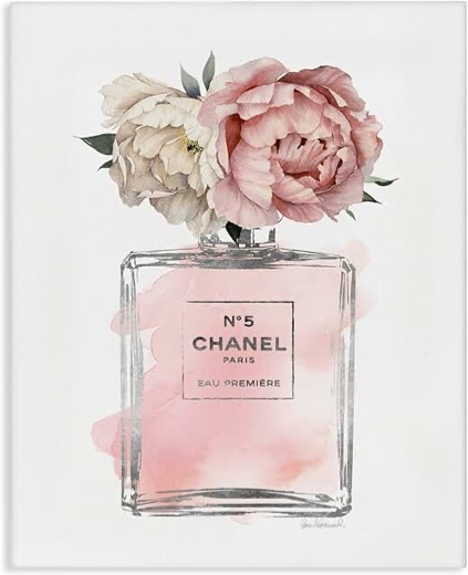 Stupell Industries Vintage Soft Flowers in Pink Fashion Fragrance Bottle, Gallery Wrapped Canvas, 16 x 20