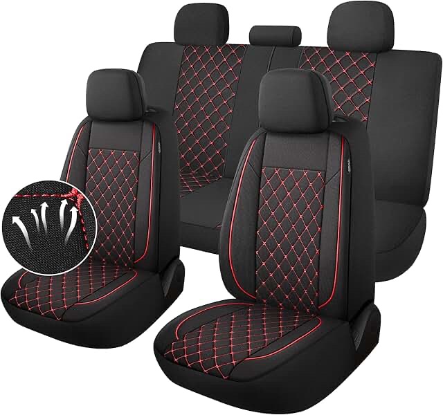 HChengkikz Black with Red Threading car seat covers