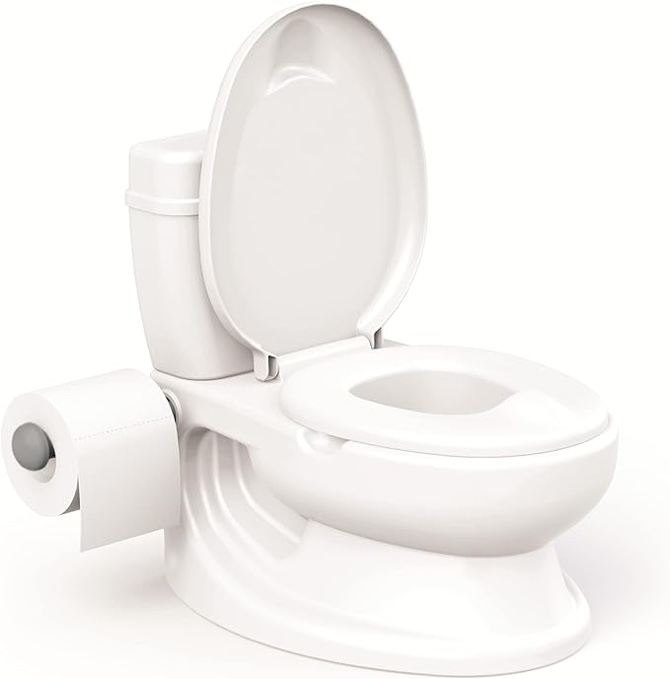 Dolu - White Teaching Toddler Potty - Realistic White Training Toilet for Toddlers Ages 18 Months and Over