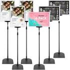 6 Pack Adjustable Pedestal Stand Holder 8.5 x 11 Inch Heavy Duty Aluminum Sign Holder Vertical and Horizontal Sign Poster Stands Floor Standing Display Holder for Advertisement Menu Display (White)