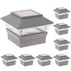 GreenLighting Standard #1 Solar Powered LED Post Cap Light for 4x4 Nominal Wood PVC and Vinyl Posts (Gray, 8 Pack)