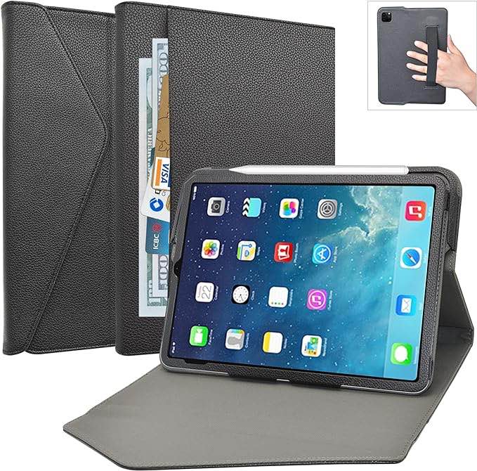 Alapmk for iPad Pro 11 Case 2022/2021/2020/2018,Detachable Design Folio Multiple Angles Stand Cover with Pocket & Auto Sleep/Wake for iPad Pro 11 Inch 2022/2021/2020/2018(4th/3rd/2nd/1st Gen),Black