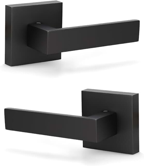 naubea Dummy Door Knob Interior, Matte Black Door Knobs for Bifold Closet Doors, Heavy Duty Round Modern Door Handle, 2 Pack