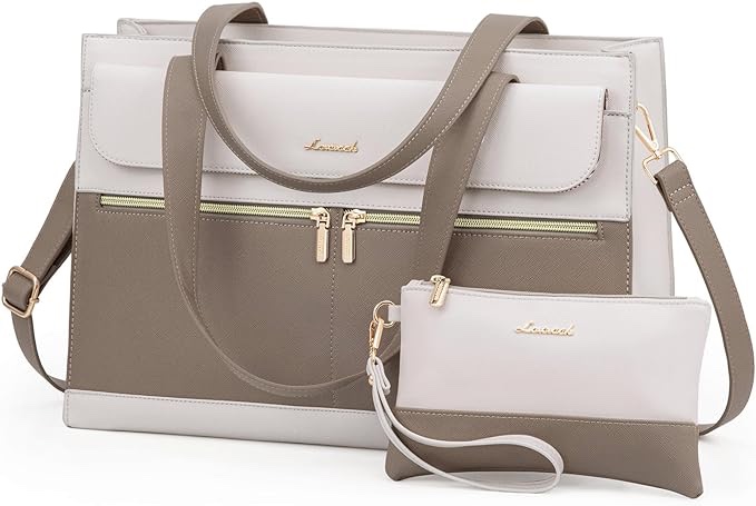 LOVEVOOK Laptop Bag for Women, 15.6 inch Laptop Tote Work Bag Purse, Fashion Leather Computer Handbag
