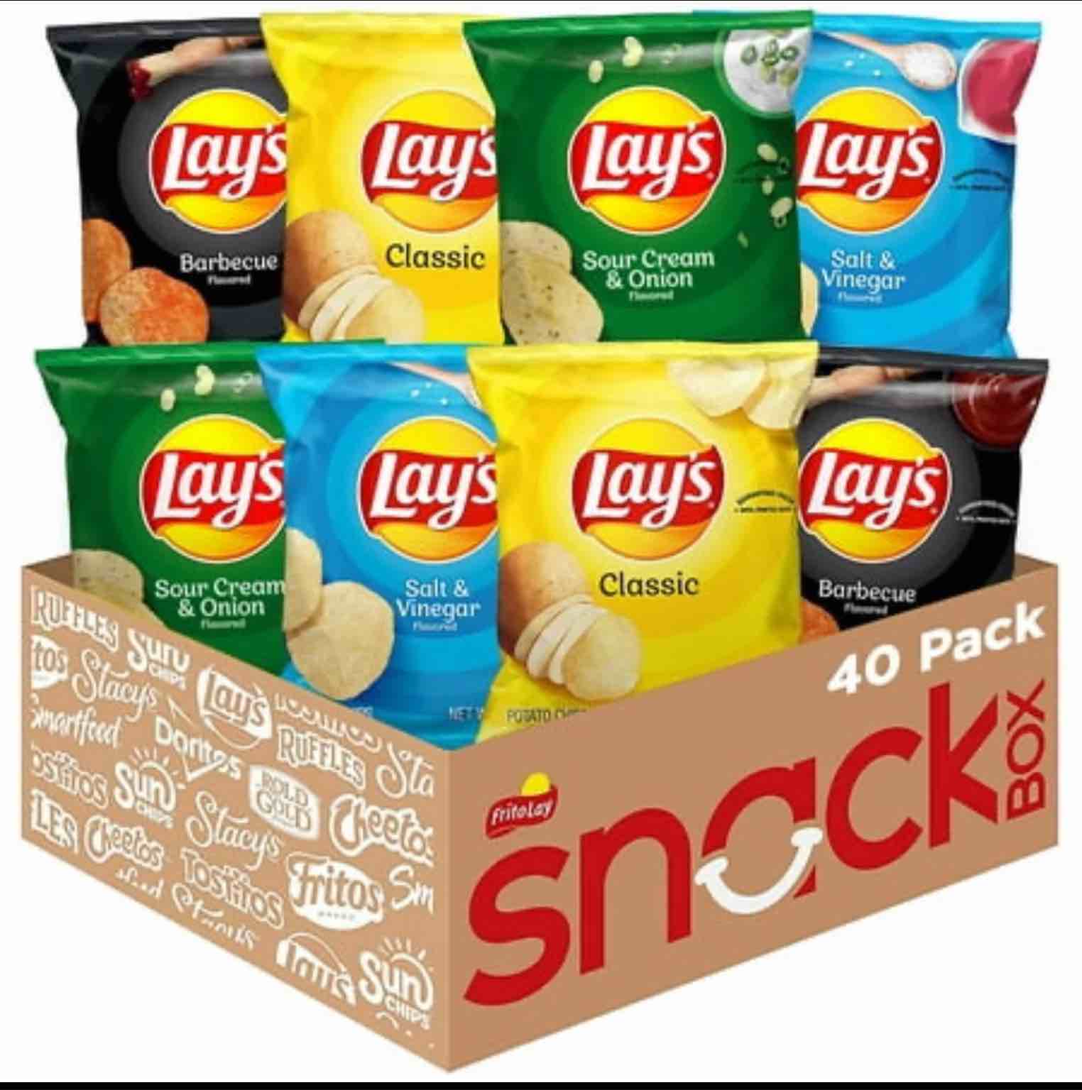 Pallet Lot Of 24 Lay s Potato Chip Variety Pack  1 oz bags  40 Count Per Box