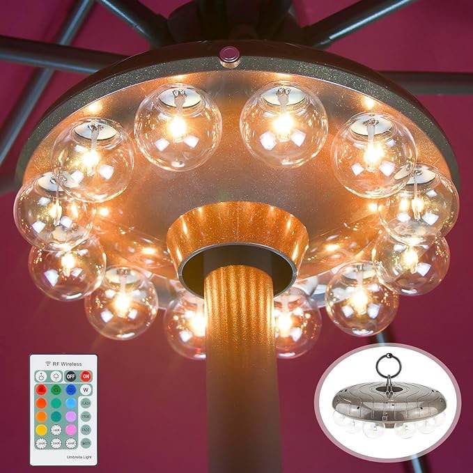 battery operated  12 light yelow umbrella chargig 