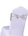 SINSSOWL Pack of 50PCS Elastic Slider Chair Sashes Stretch Spandex Chair Cover Band Bows Buckles for Wedding Banquet Birthday Party Decoration-Metal Silver, 50 Pieces 50 Metal Silver