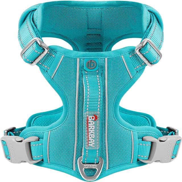 BARKBAY No Pull Dog Harness Large Step in Reflective Dog Harness with Front Clip and Easy Control Handle for Walking Training Running with ID tag Pocket(Blue,L)