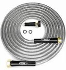 TITAN 200FT Metal Garden Hose - Flexible Water Hose with Solid 3/4" Brass Connectors 360 Degree Brass Jet Sprayer Nozzle - Lightweight Kink Free Strong and Durable Heavy Duty 304 Stainless Steel