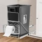 Pull Out Trash Can Under Cabinet with Front Basket, Extra Long Slide Rail, Under Sink Trash Can Pull Out Kit for Kitchen, Adjustable Garbage Slide Shelf for 7-12 Gallon Trash Can (No Trash Can)