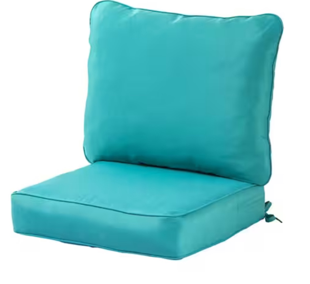 24 in. x 24 in. 2-Piece Deep Seating Outdoor Lounge Chair Cushion Set in Seaglass