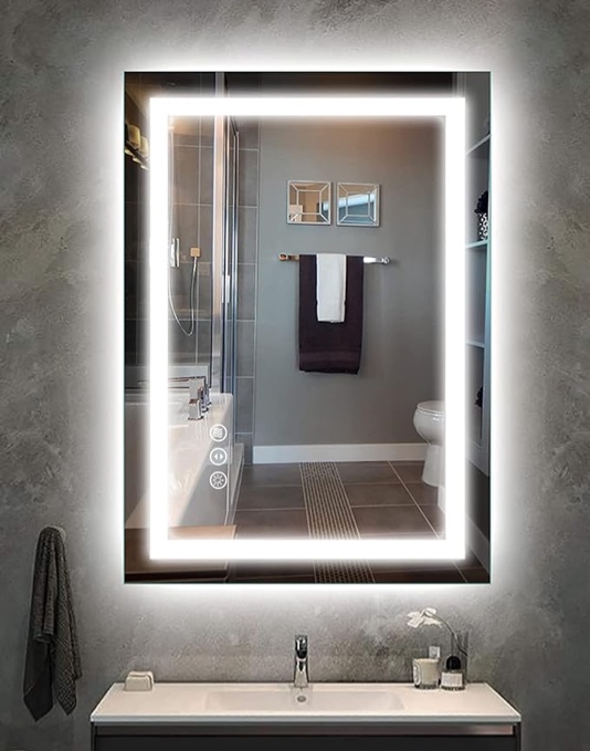 Amorho LED Bathroom Mirror 20"x 28" with Front and Backlight, Stepless Dimmable Wall Mirrors with Anti-Fog, Shatter-Proof, Memory, 3 Colors, LED Vanity Mirror(Horizontal/Vertical) Visit the Amorho Store