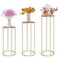 chamvis Gold Metal Plant Stand, 3 Pcs Tall Cylinder Pedestal Stands for Parties and Weddings, Gold Round Cylinder Tables for Living Room and Patio Decor