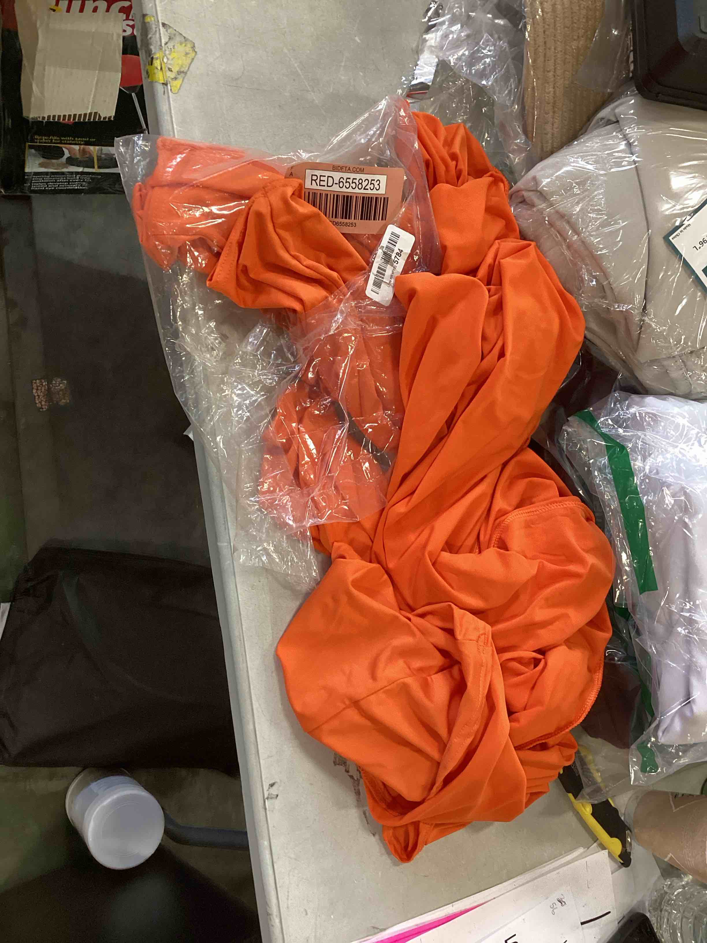 HAINARverS Stretch Spandex Folding Chair Covers, Universal Fitted Chair Cover Protector for Wedding, Party? Banquet, Holidays, Celebration, Decoration Elastic Chair Cover (Orange, 10 PCs)