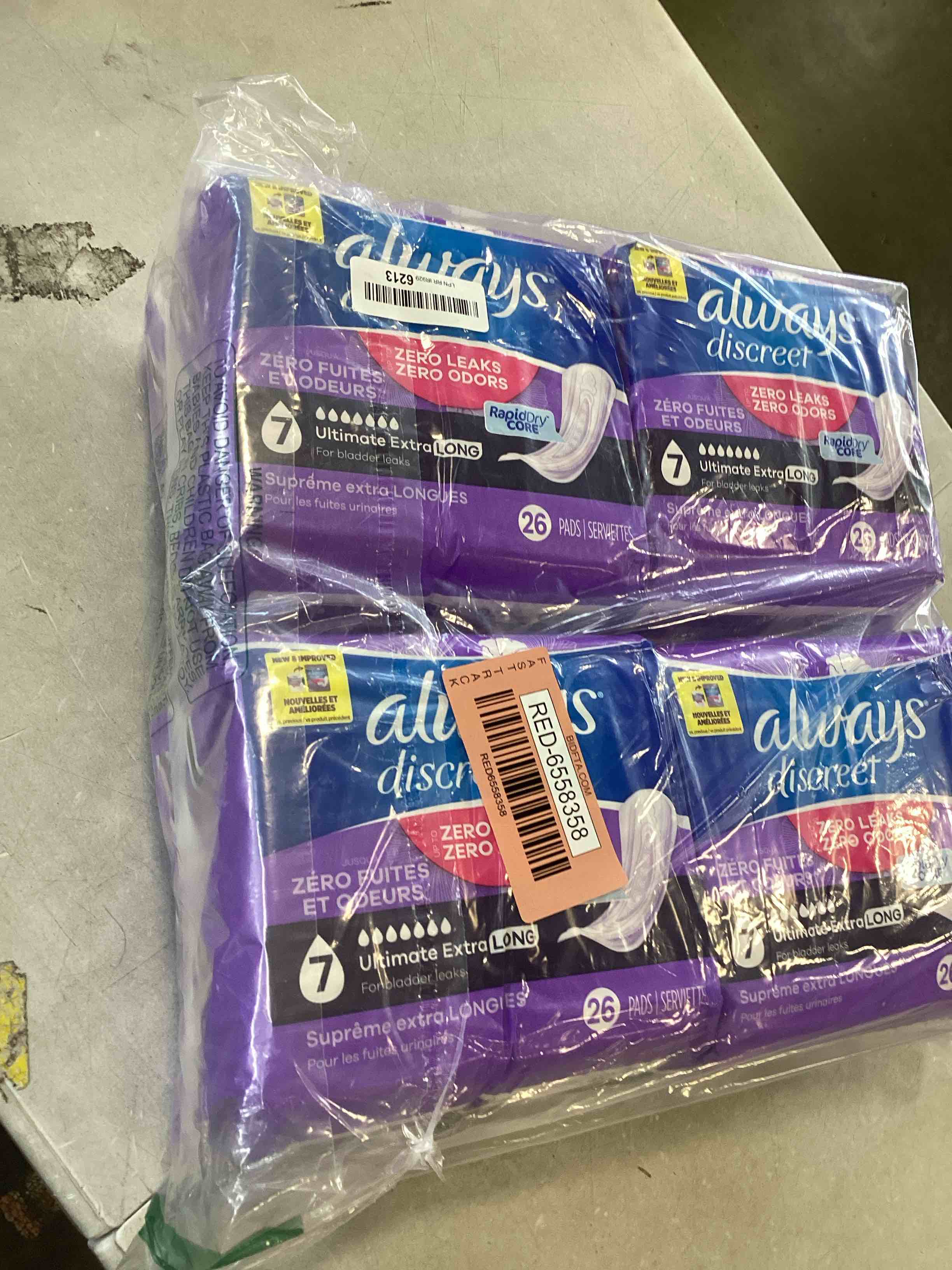 Always Discreet Adult Incontinence Pads for Women, Ultimate Extra Protect Absorbency, Long Length, Postpartum Pads, 104 CT