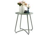 HollyHOME Small Round Patio Metal Side Snack Table, Accent Anti-Rust Steel Coffee Table for Garden, Modern Weatherproof Outdoor End Table, (H) 17.55" x(D) 15.60", green 
