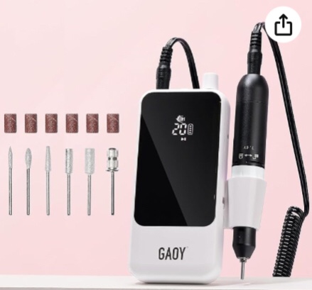 GAOY Cordless Nail Drill, Electric Nail File with 6 Nail Drill Bits for Acrylic and Gel Nails
