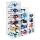 Hrrsaki 15 Pack Shoe Storage Boxes, Shoe Boxes Clear Plastic Stackable, Shoe Organizer Boxes with Front Opening Lids, Ventilation and Dust-proof, Shoe Container Boxes for Closet, Bedroom, Bathroom, Fit for Women/Men Size 9(13” x 9” x 5.5”) (white)