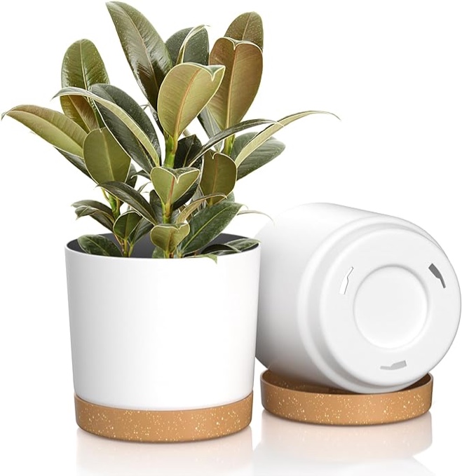 FIASON 12 inch Plant Pots, Plastic Planter with Drainage Hole and ...