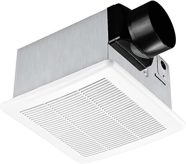 Tech Drive Very-Quiet Bathroom Ventilation and Exhaust Fan 90 CFM 1.5 Sone, Ceiling Mounted Fan,White Plastic Grille