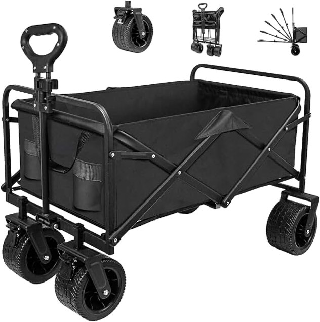 NEBICALS Small Wagon, ??????????? ???????? ?????, Grocery Wagon, Utility Garden Cart, Folding Wagon with Wheels for Garden Sports Outdoor