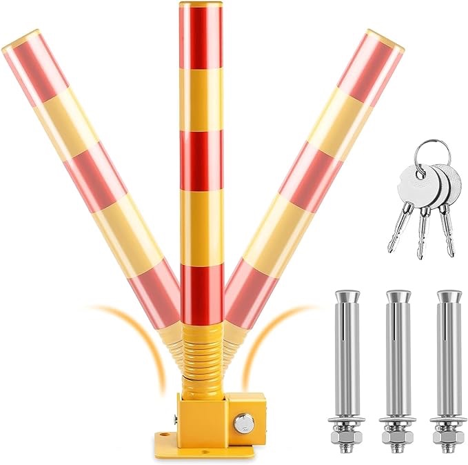 Vechkom Folding Parking Post Parking Barrier Spring Type Thickened Parking Lock Ground Lock Column Lock Heavy Duty Garage Lock