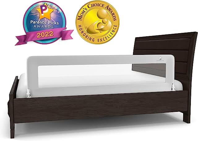 RDHOME 59" Bed Rails for Toddlers Extra Tall Safety Baby Bed Guard, Vertical Lifting Bed Guardrail for Kids, Collapsible Double Lock Bedrail Fits Queen Size Bed (1 Side) 59''