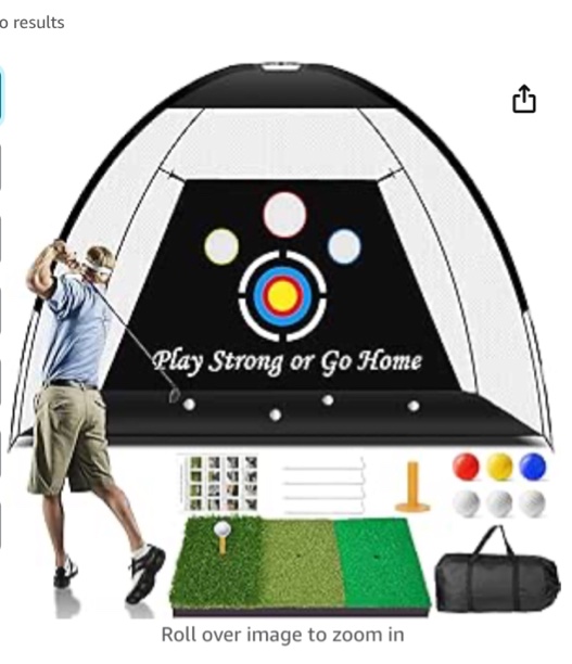 Melanther Golf Net, 10x7ft Golf Practice Net with Golf Mat, All in 1 Golf Nets for Backyard Driving Chipping Swing Training - Golf Netting with Archery Target Balls Bag, Golf Gifts for Men