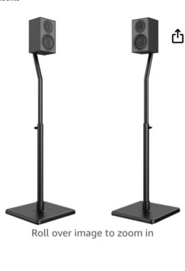 Universal Speaker Stands - Height Adjustable Extend 34" to 46" for Satellite Speakers and Small Bookshelf Speakers up to 8 lbs Per Stand, 1 Pair Floor Stand for Sony Vizio Bose JBL Yamaha